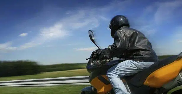 Motorcyclist riding on the freeway