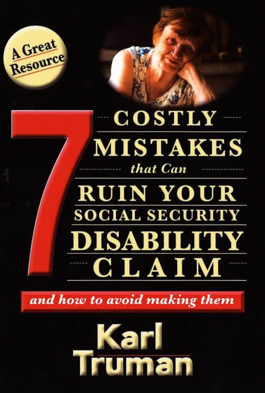 Book cover: "7 Costly Mistakes That Can Ruin Your Social Security Disability Claim" and how